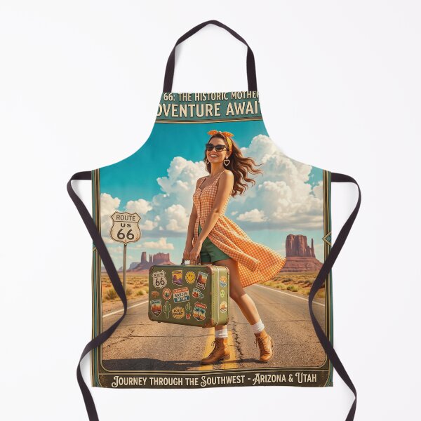 Item preview, Route 66 Adventure Awaits - Vintage Travel Poster designed and sold by RAMIX-Y2K.
