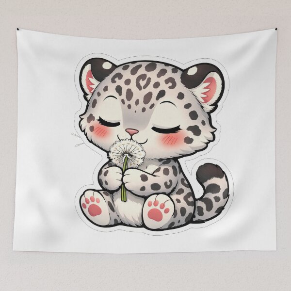 Item preview, Cute Baby Snow Leopard With Dandelion designed and sold by Owcomm.