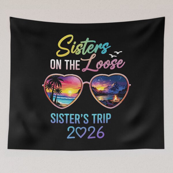 Item preview, Sisters On The Loose Sister's Trip 2026 - Heart Sunglasses Art designed and sold by BendyBeasts.