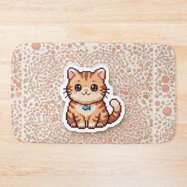 Item preview, Cute Tabby Cat Pixel Art Kawaii designed and sold by Purpleclomb.