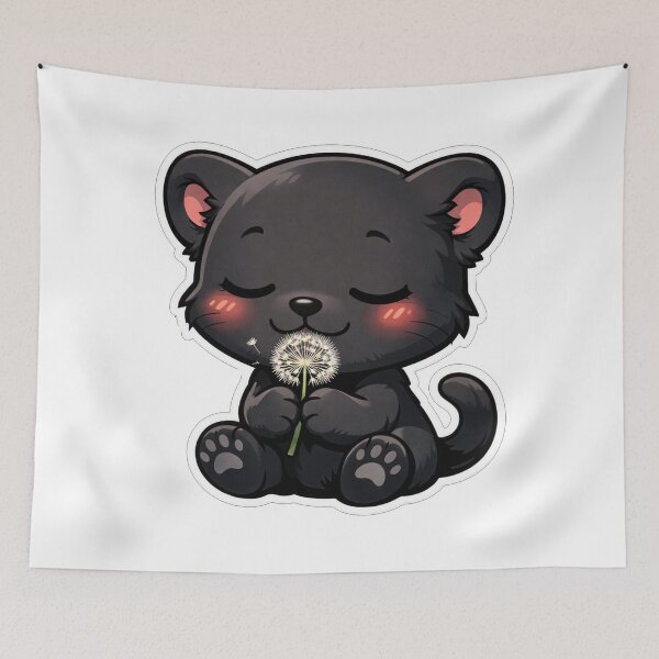 Item preview, Cute Black Panther Holding A Dandelion designed and sold by Owcomm.
