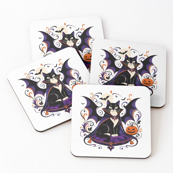 Item preview, Vampire Tuxedo Kitty Halloween Jack-O'-Lantern Bat Wings designed and sold by chattsuede.