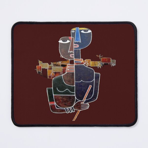 Item preview, The Guardians of the Flock, Stylized African Shepherd Couple - Abstract Art with Livestock on a Black Background designed and sold by RAYBIL.