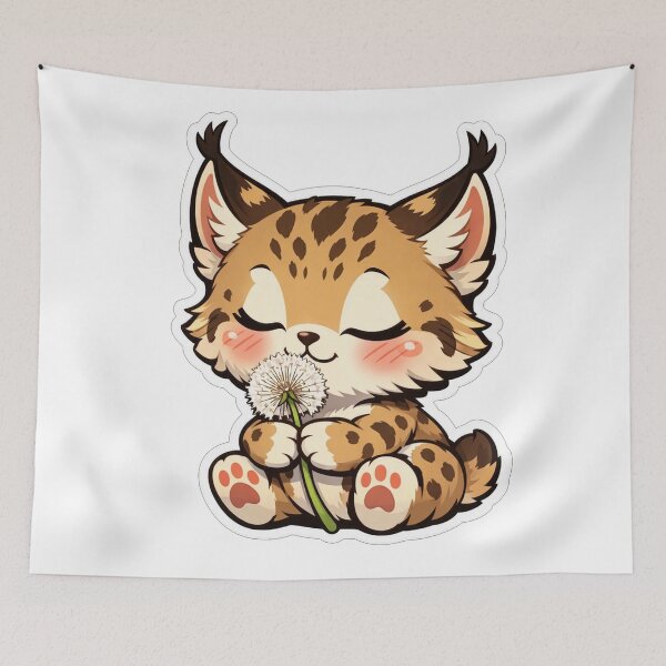 Item preview, Cute Baby Lynx Holding A Dandelion designed and sold by Owcomm.
