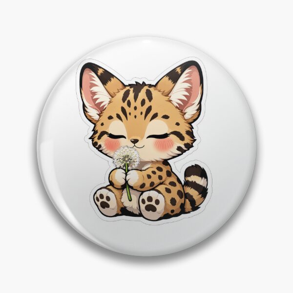 Item preview, Cute Baby Serval Holding Dandelion Flower designed and sold by Owcomm.