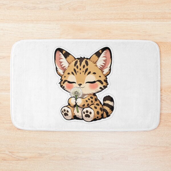Item preview, Cute Baby Serval Holding Dandelion Flower designed and sold by Owcomm.