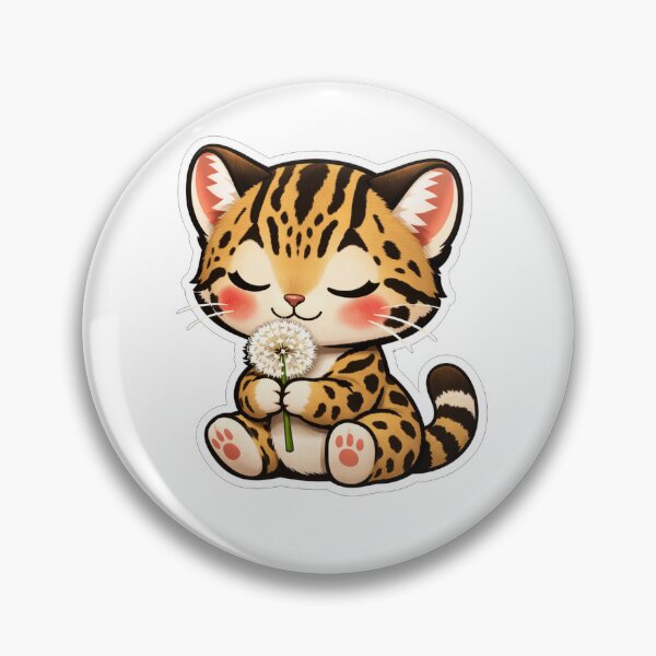 Item preview, Cute Little Ocelot Holding A Dandelion designed and sold by Owcomm.
