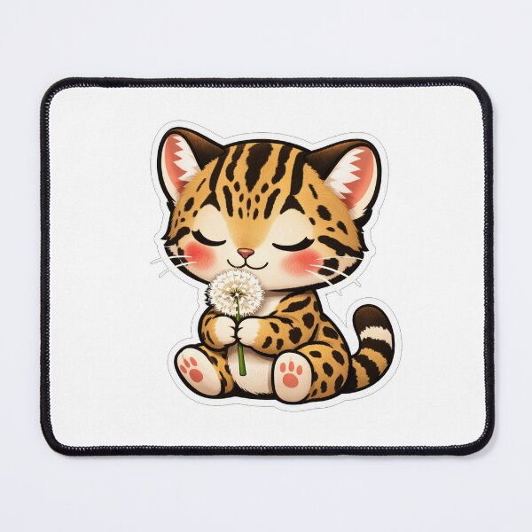 Item preview, Cute Little Ocelot Holding A Dandelion designed and sold by Owcomm.