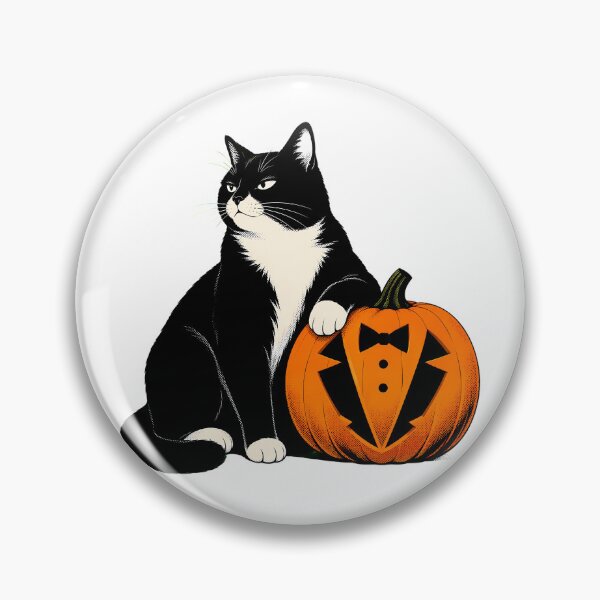 Item preview, Tuxedo Kitty Pumpkin Carving Halloween Feline Lovers designed and sold by chattsuede.