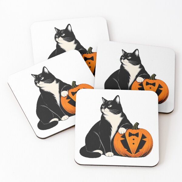 Item preview, Tuxedo Kitty Pumpkin Carving Halloween Feline Lovers designed and sold by chattsuede.
