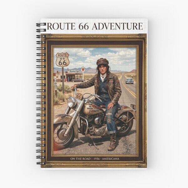 Item preview, Route 66 Biker Girl 1956 - Vintage Americana Art designed and sold by RAMIX-Y2K.