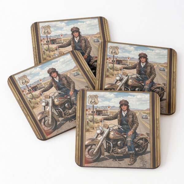Item preview, Route 66 Biker Girl 1956 - Vintage Americana Art designed and sold by RAMIX-Y2K.
