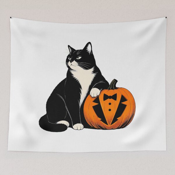 Item preview, Tallado de calabazas de gatito esmoquin para Halloween - Amantes de los felinos designed and sold by chattsuede.