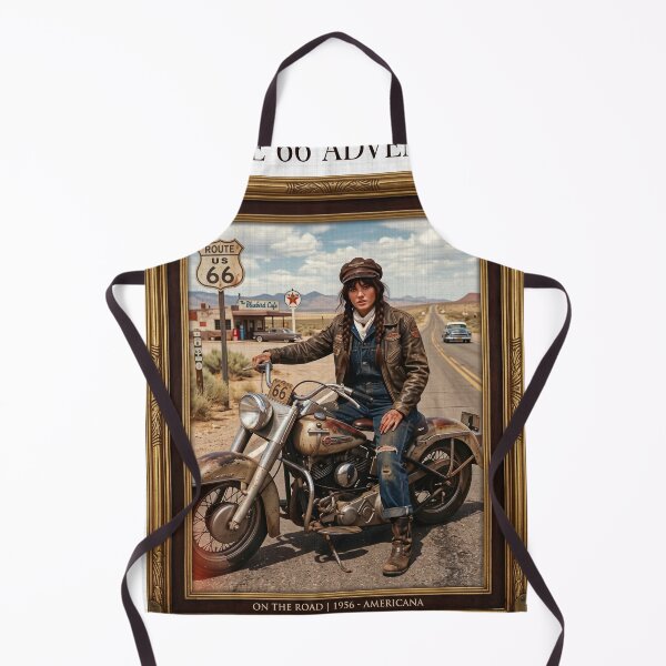 Item preview, Route 66 Biker Girl 1956 - Vintage Americana Art designed and sold by RAMIX-Y2K.
