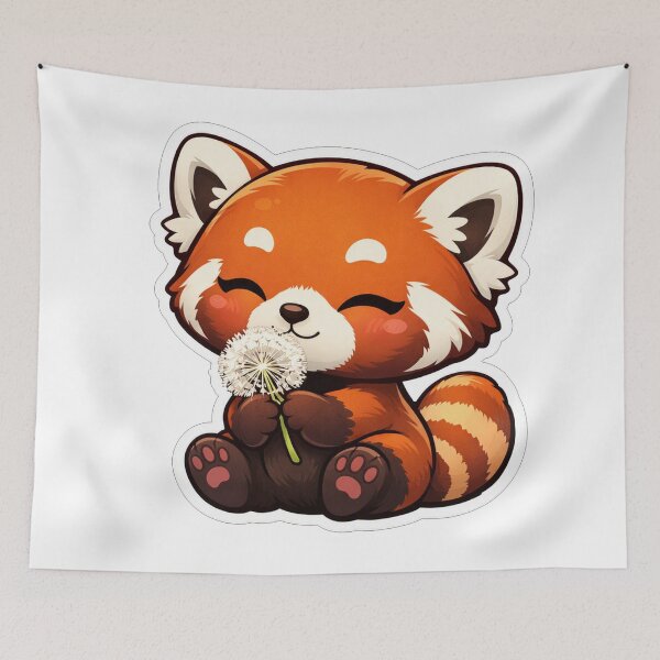 Item preview, Cute Red Panda Holding White Dandelion designed and sold by Owcomm.