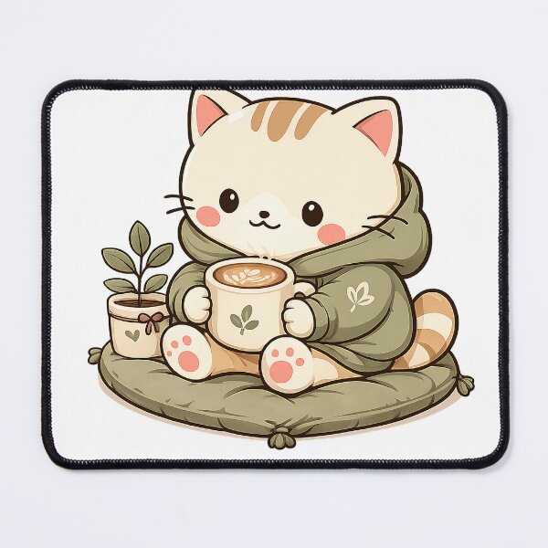 Item preview, Mochi's Morning Latte – Cozy Cat Coffee Sticker | Cute Kawaii Latte Lover Illustration designed and sold by Maystro-design.