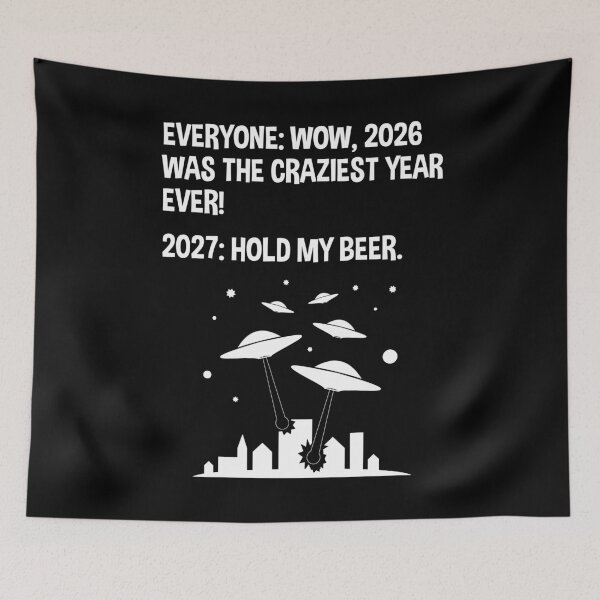 Item preview, 2027 Hold My Beer Funny Alien Invasion Sci-Fi designed and sold by Cat Lady Designs.