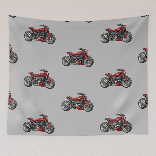 Item preview, Red Indian FTR 1200 Flat Tracker Motorcycle Illustration designed and sold by Motorline44.