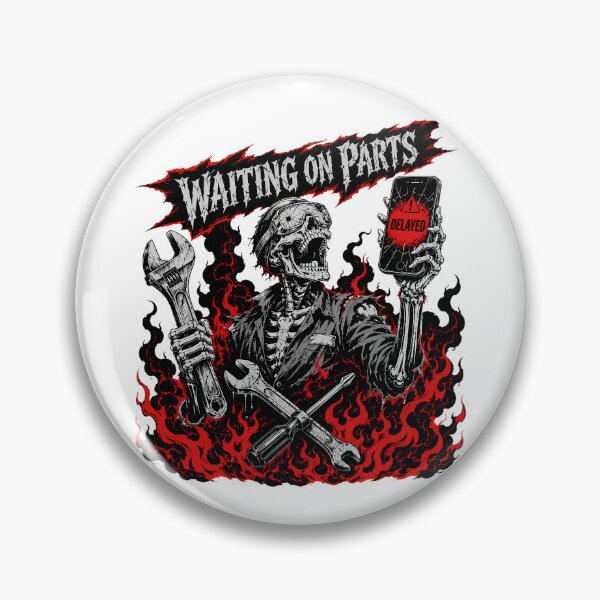 Item preview, Waiting On Parts Skeleton Biker Mechanic Flames designed and sold by chattsuede.
