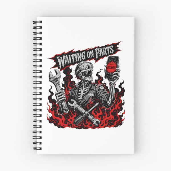 Item preview, Waiting On Parts Skeleton Biker Mechanic Flames designed and sold by chattsuede.