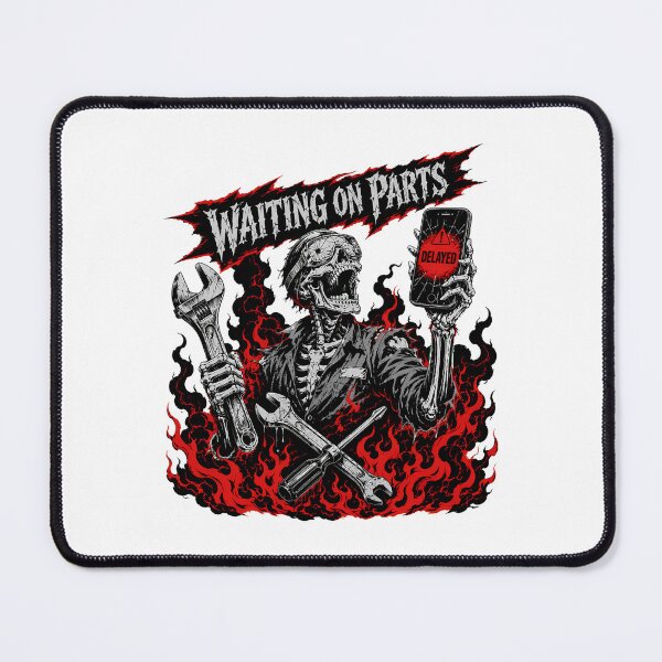 Item preview, Waiting On Parts Skeleton Biker Mechanic Flames designed and sold by chattsuede.