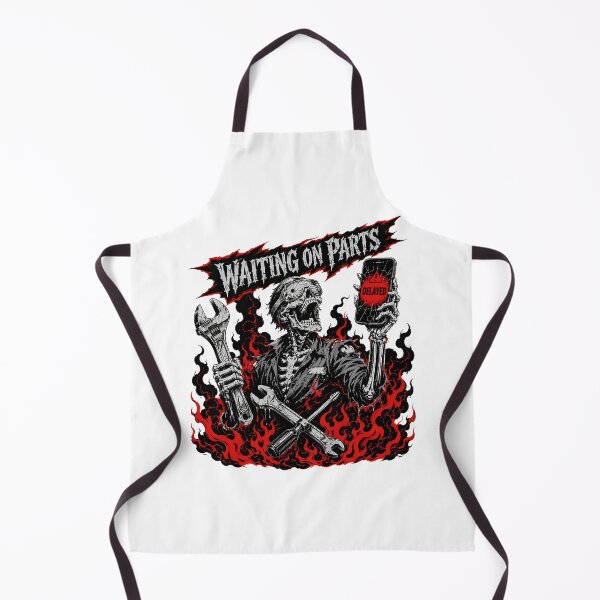 Item preview, Waiting On Parts Skeleton Biker Mechanic Flames designed and sold by chattsuede.