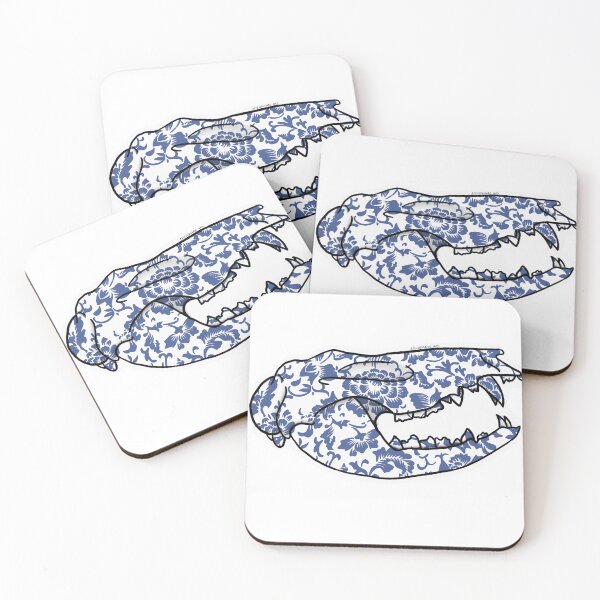 Item preview, Blue Willow Print Skull designed and sold by ShopOfNightmare.