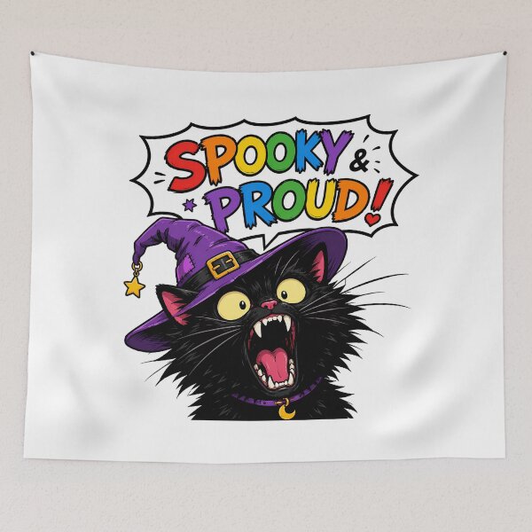 Item preview, Spooky And Proud Black Kitty Rainbow Witch Comic designed and sold by chattsuede.