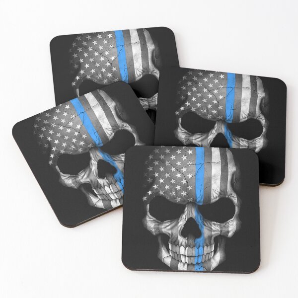 Item preview, Skull American Flag Thin Blue Line - US Patriotic designed and sold by DGMaxShop.