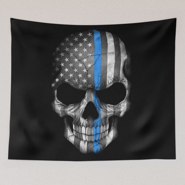 Item preview, Skull American Flag Thin Blue Line - US Patriotic designed and sold by DGMaxShop.