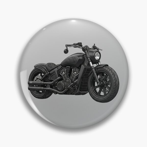 Item preview, Matte Black Indian Scout Bobber Cruiser Motorcycle Illustration designed and sold by Motorline44.