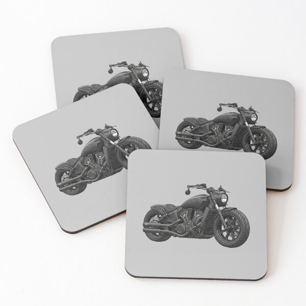 Item preview, Matte Black Indian Scout Bobber Cruiser Motorcycle Illustration designed and sold by Motorline44.