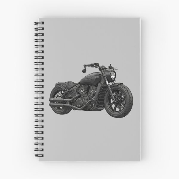 Item preview, Matte Black Indian Scout Bobber Cruiser Motorcycle Illustration designed and sold by Motorline44.