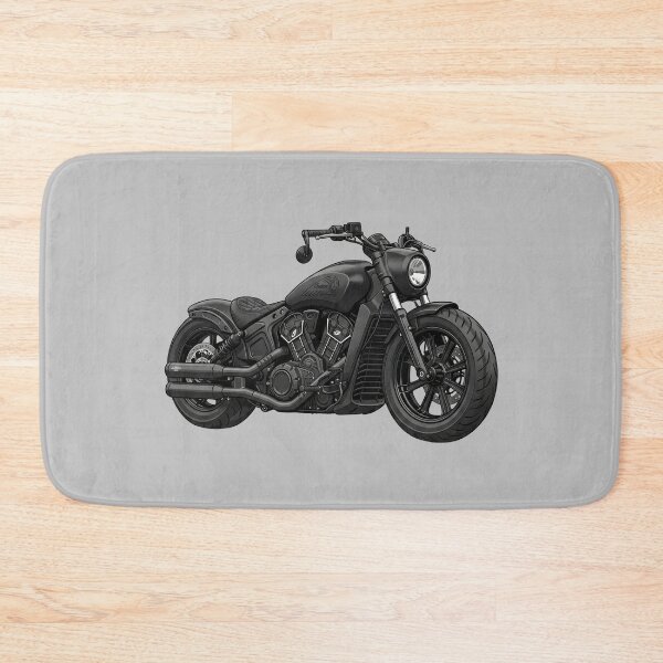 Item preview, Matte Black Indian Scout Bobber Cruiser Motorcycle Illustration designed and sold by Motorline44.