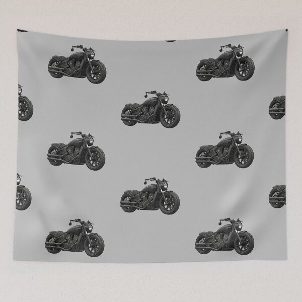 Item preview, Matte Black Indian Scout Bobber Cruiser Motorcycle Illustration designed and sold by Motorline44.