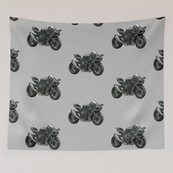 Item preview, Kawasaki Ninja H2R Supercharged Hyperbike Motorcycle Illustration designed and sold by Motorline44.