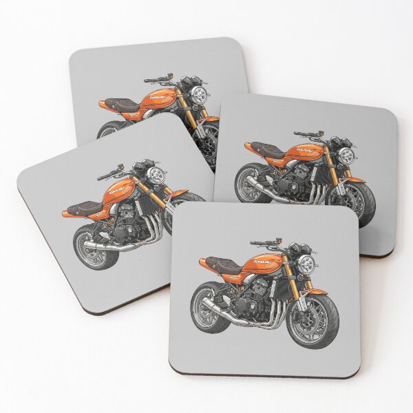 Item preview, Orange Kawasaki Z900RS Retro Modern Motorcycle Illustration designed and sold by Motorline44.