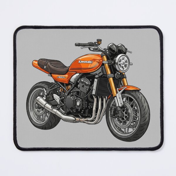 Item preview, Orange Kawasaki Z900RS Retro Modern Motorcycle Illustration designed and sold by Motorline44.