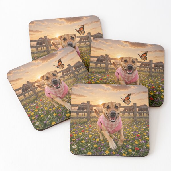 Item preview, Happy Dog in Wildflower Meadow with Butterfly designed and sold by RescueHeart10.