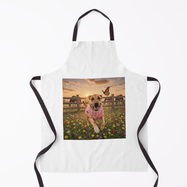 Item preview, Happy Dog in Wildflower Meadow with Butterfly designed and sold by RescueHeart10.