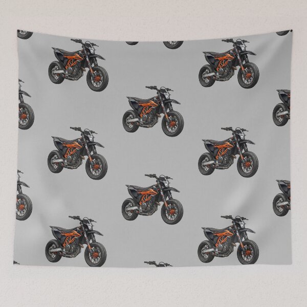Item preview, KTM 690 SMC R Orange Black Supermoto Motorcycle Illustration designed and sold by Motorline44.