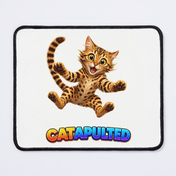 Item preview, CATAPULTED – Funny Bengal Cat Zoomies Pun designed and sold by RoPrincess.