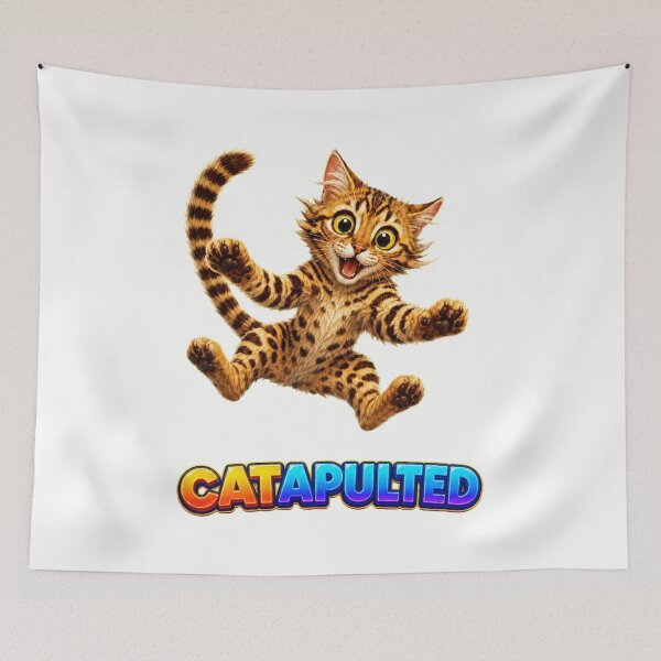 Item preview, CATAPULTED – Funny Bengal Cat Zoomies Pun designed and sold by RoPrincess.