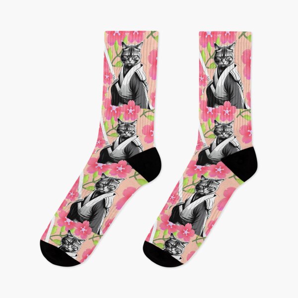 Item preview, Samurai Cat amongst the blossoms designed and sold by Cathedral of Curiosity.