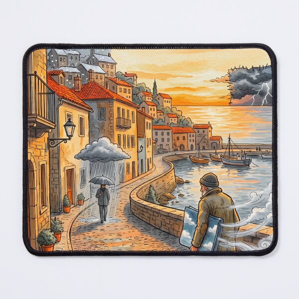 Item preview, Carrying the Sky - Surreal Weather Mediterranean Town designed and sold by RAMIX-Y2K.