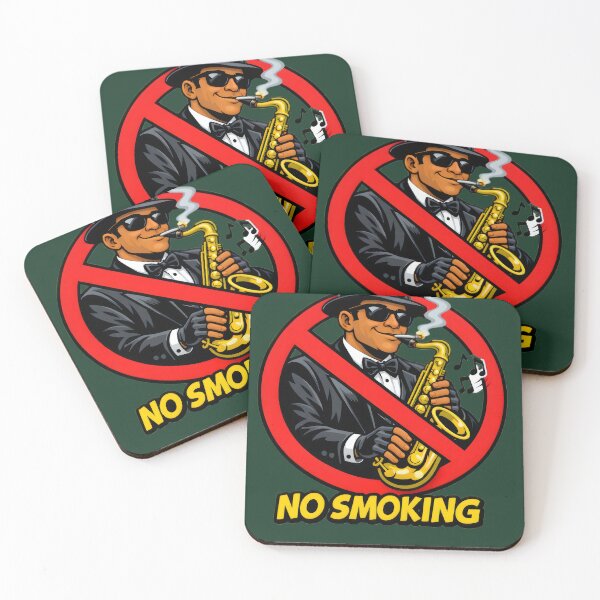 Item preview, Funny Cartoon Jazz Saxophone No Smoking - Ironic Music Pun designed and sold by SmartPuns.
