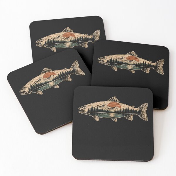 Item preview, Retro Mountain Lake Trout Vintage Fishing Nature Adventure designed and sold by Moizento.