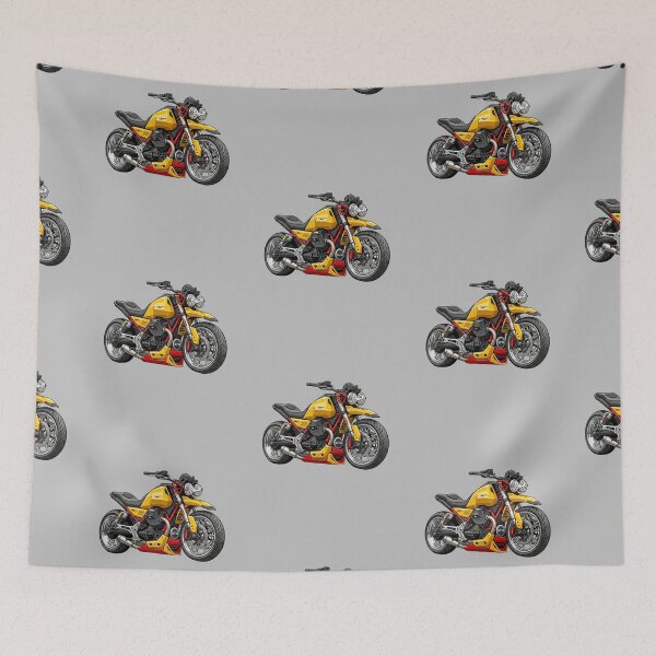Item preview, Yellow Moto Guzzi V85 TT Classic Adventure Enduro Motorcycle Illustration designed and sold by Motorline44.