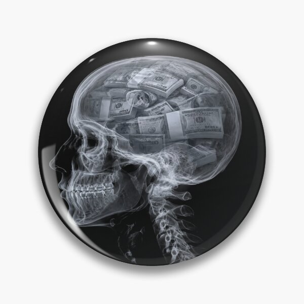 Item preview, The Mind Obsessed with Wealth, Translucent Skull and Bundles of Banknotes - Conceptual Art on Money and Materialism designed and sold by RAYBIL.