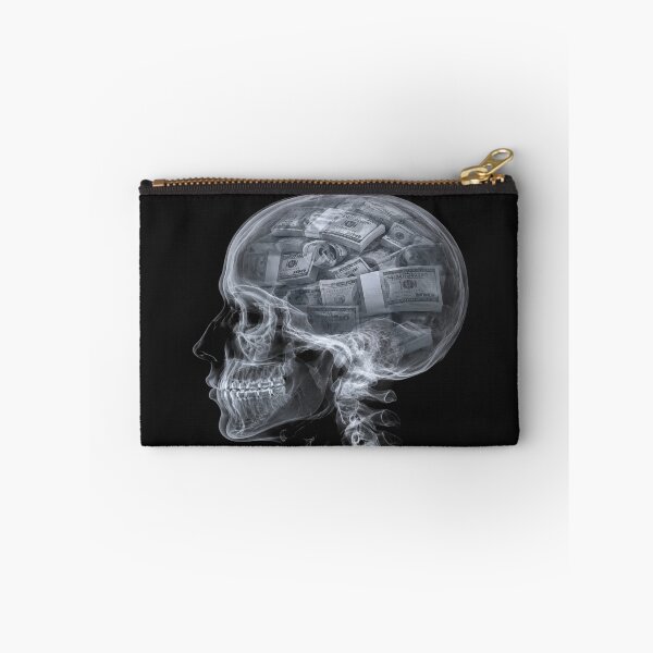 Item preview, The Mind Obsessed with Wealth, Translucent Skull and Bundles of Banknotes - Conceptual Art on Money and Materialism designed and sold by RAYBIL.